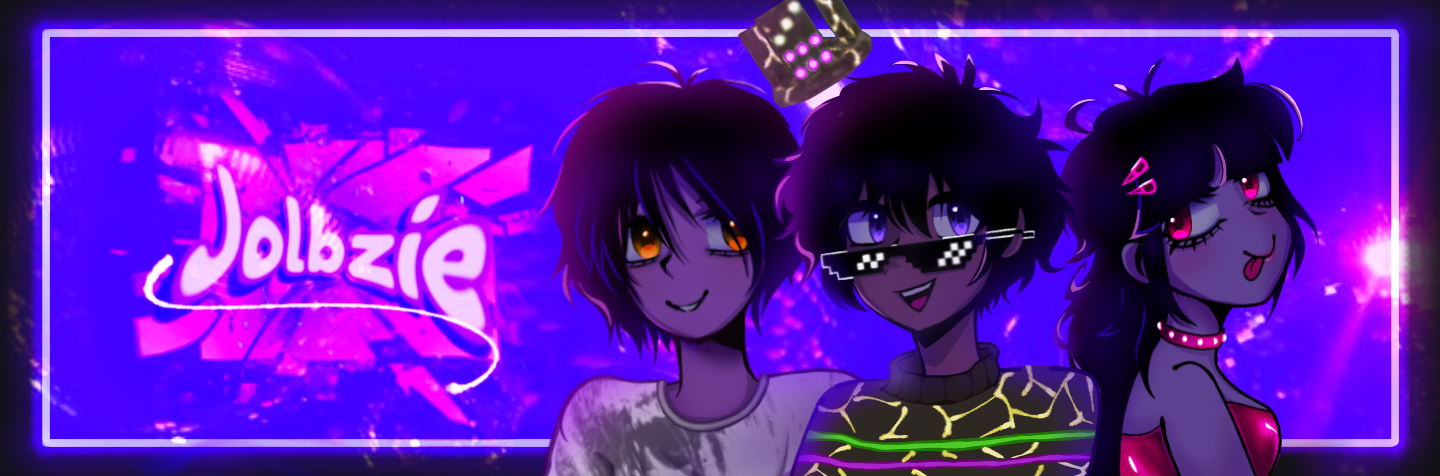Banner oficial de Jolbzie: tres personajes ilustrados junto al nombre del colectivo, en tonos violeta y rosa.